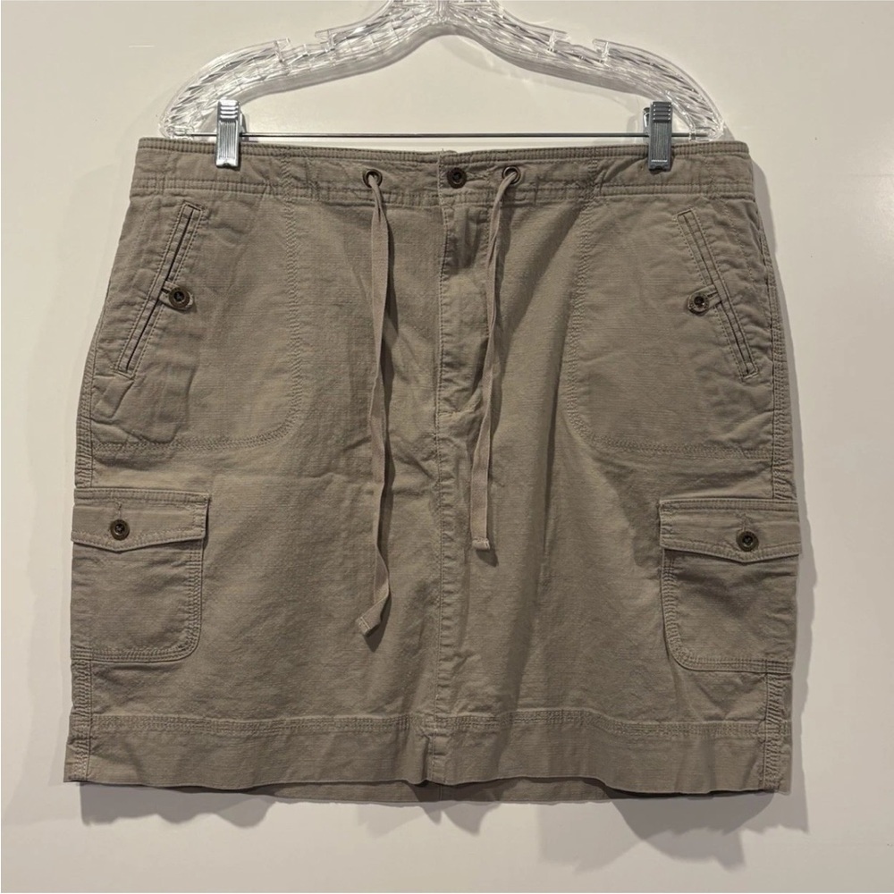 LL Bean Favorite Fit Cargo Skirt Khaki Tan Utility Mini Skirt 16 Reg 276246